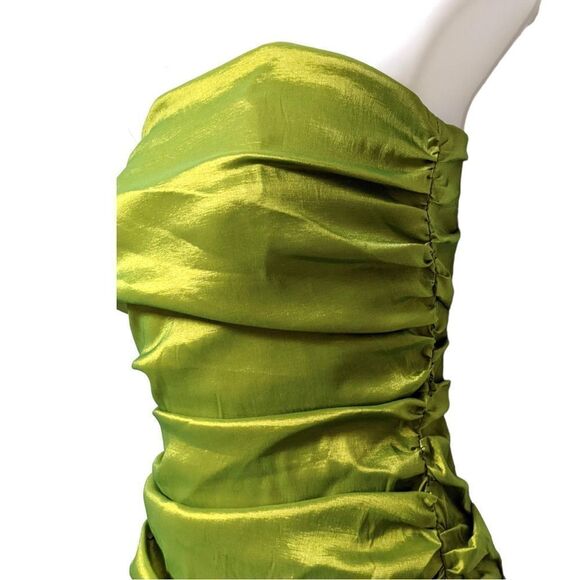 MAJORELLE Kaci Ruched Strapless Mini Dress Lime Green XS - Picture 4 of 13